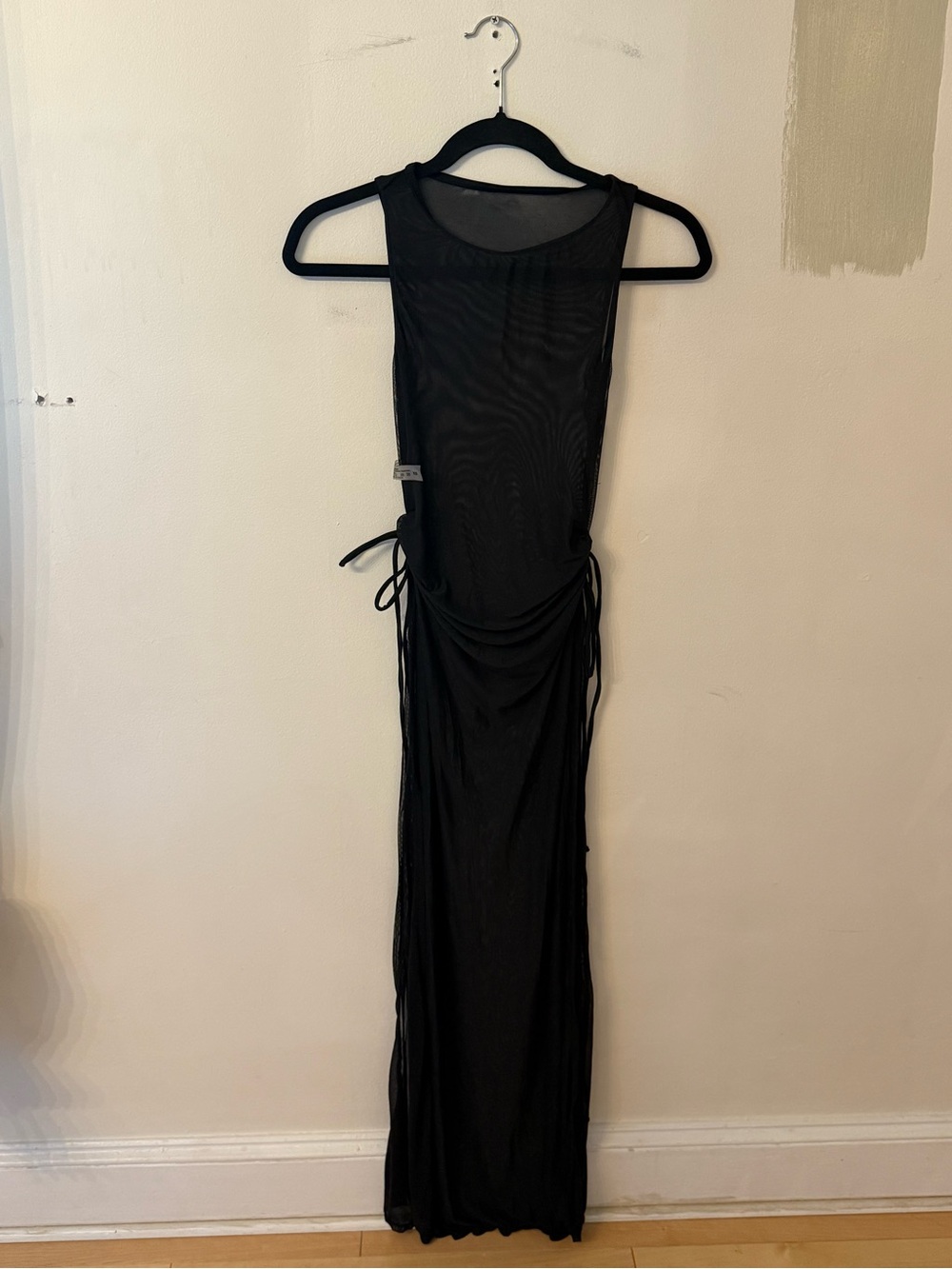 SHEIN Black Sleeveless Ruched Side Maxi Dress